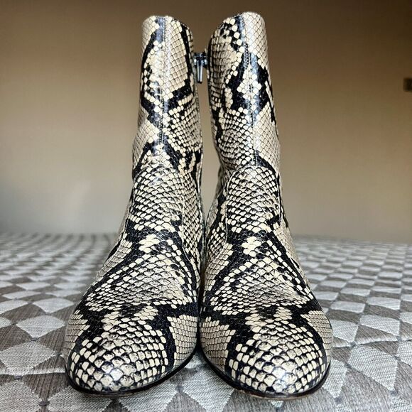 Chie Mihara Naylon Beige Snakeskin Mid Calf Block Heel Boot Women EU 39.5 US 8.5 - Picture 9 of 16